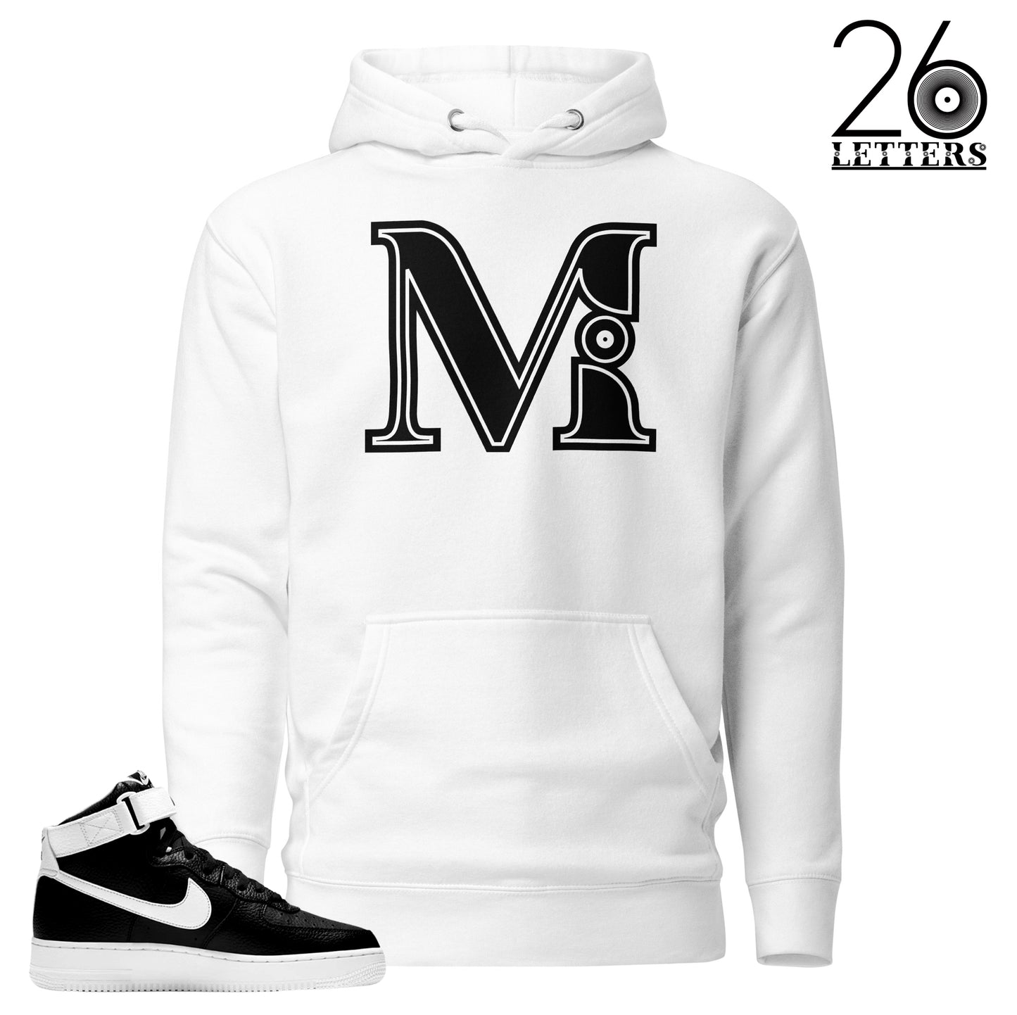 Black and White Letter M Hoodies