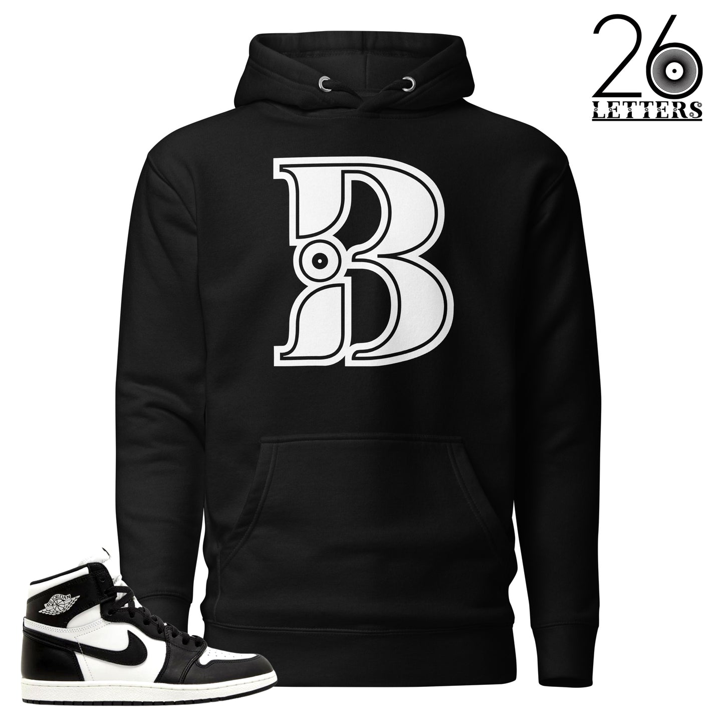 Black and White Letter B Hoodie