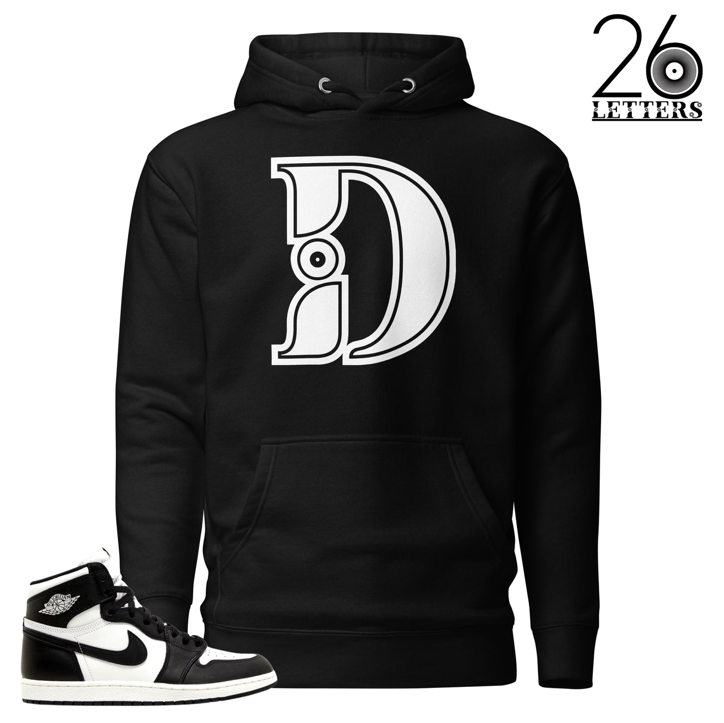 Black and White Letter D Hoodie