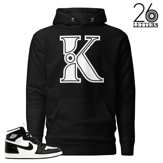 Black and White Letter K Hoodie