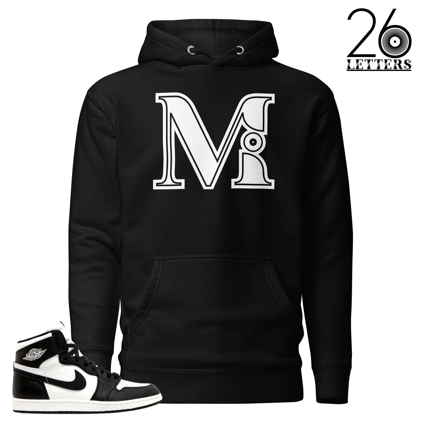 Black and White Letter M Hoodie