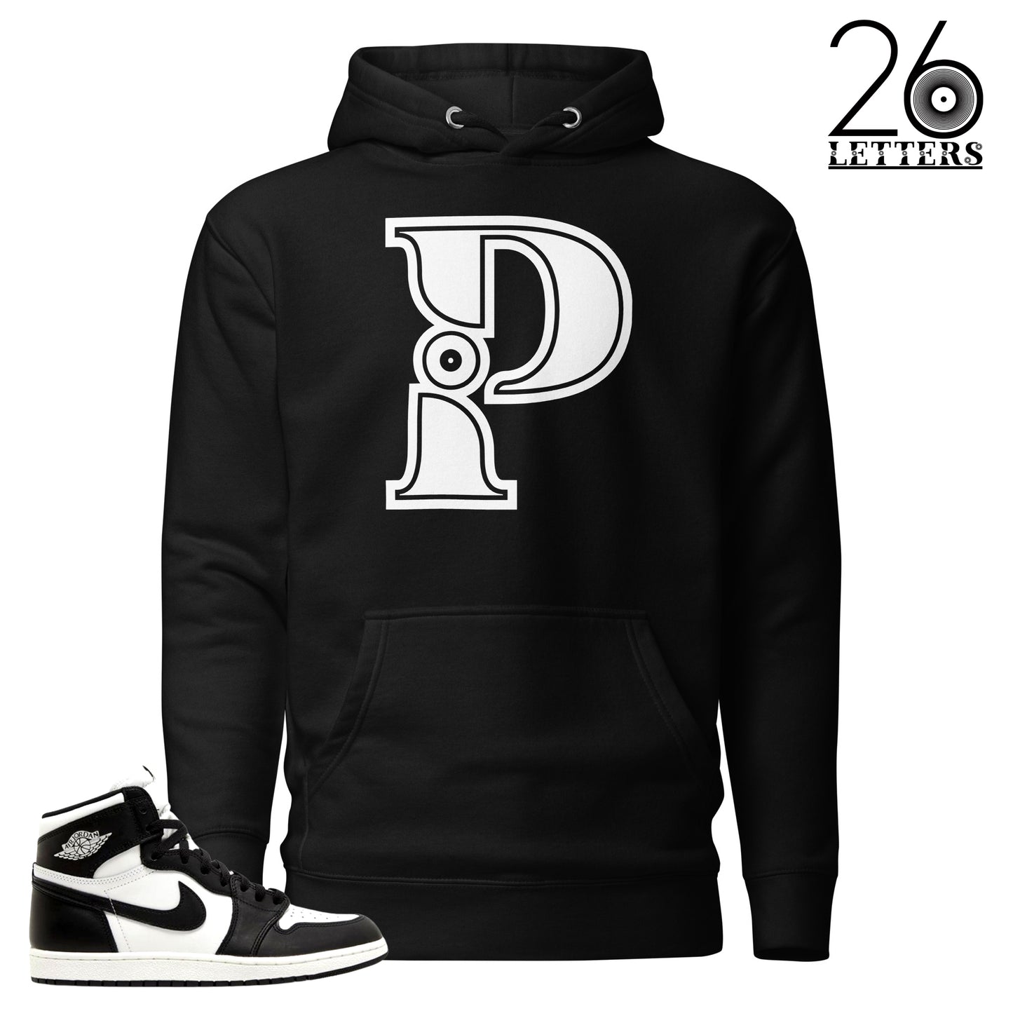 Black and White Letter P Hoodie