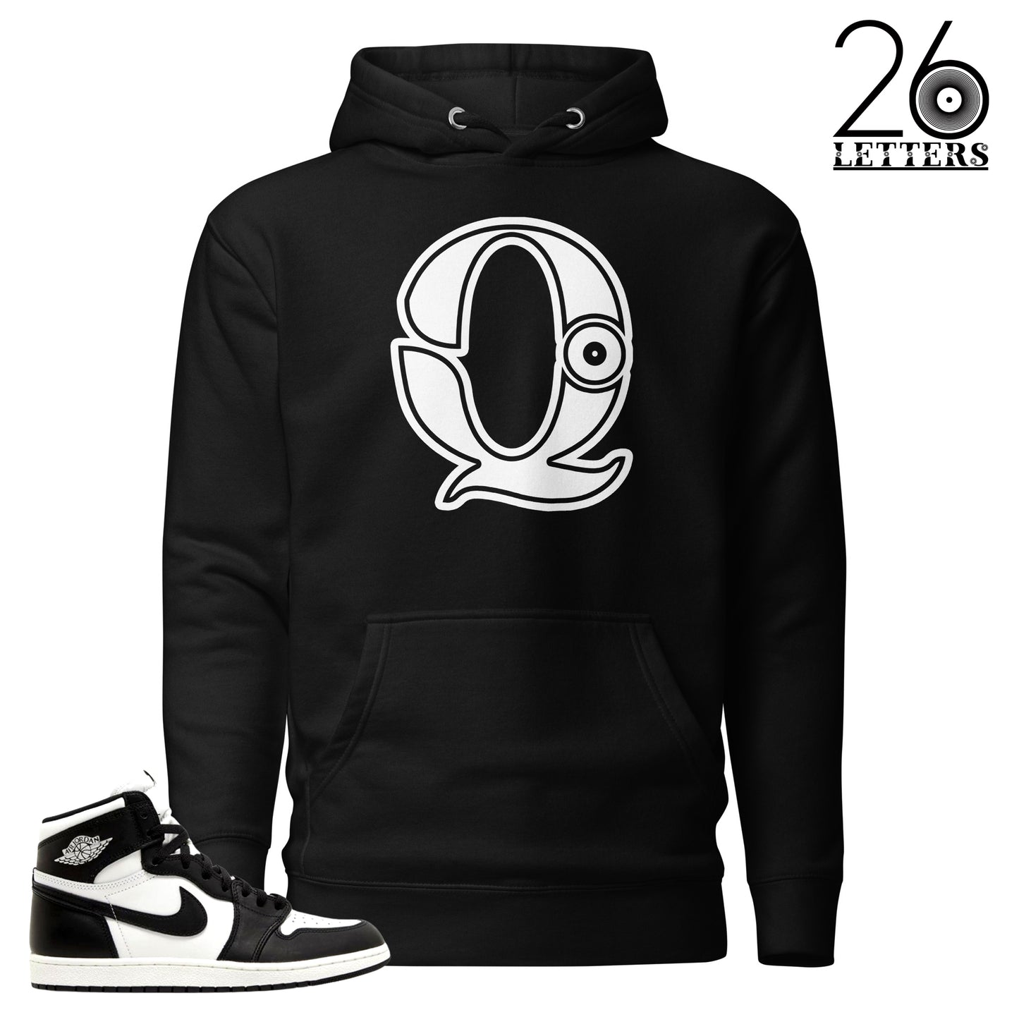 Black and White Letter Q Hoodie