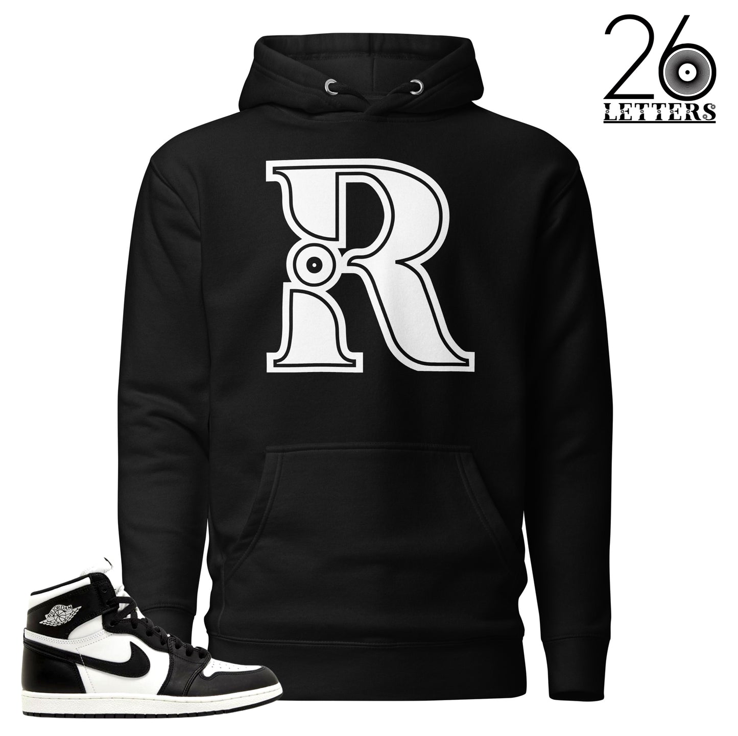 Black and White Letter R Hoodie