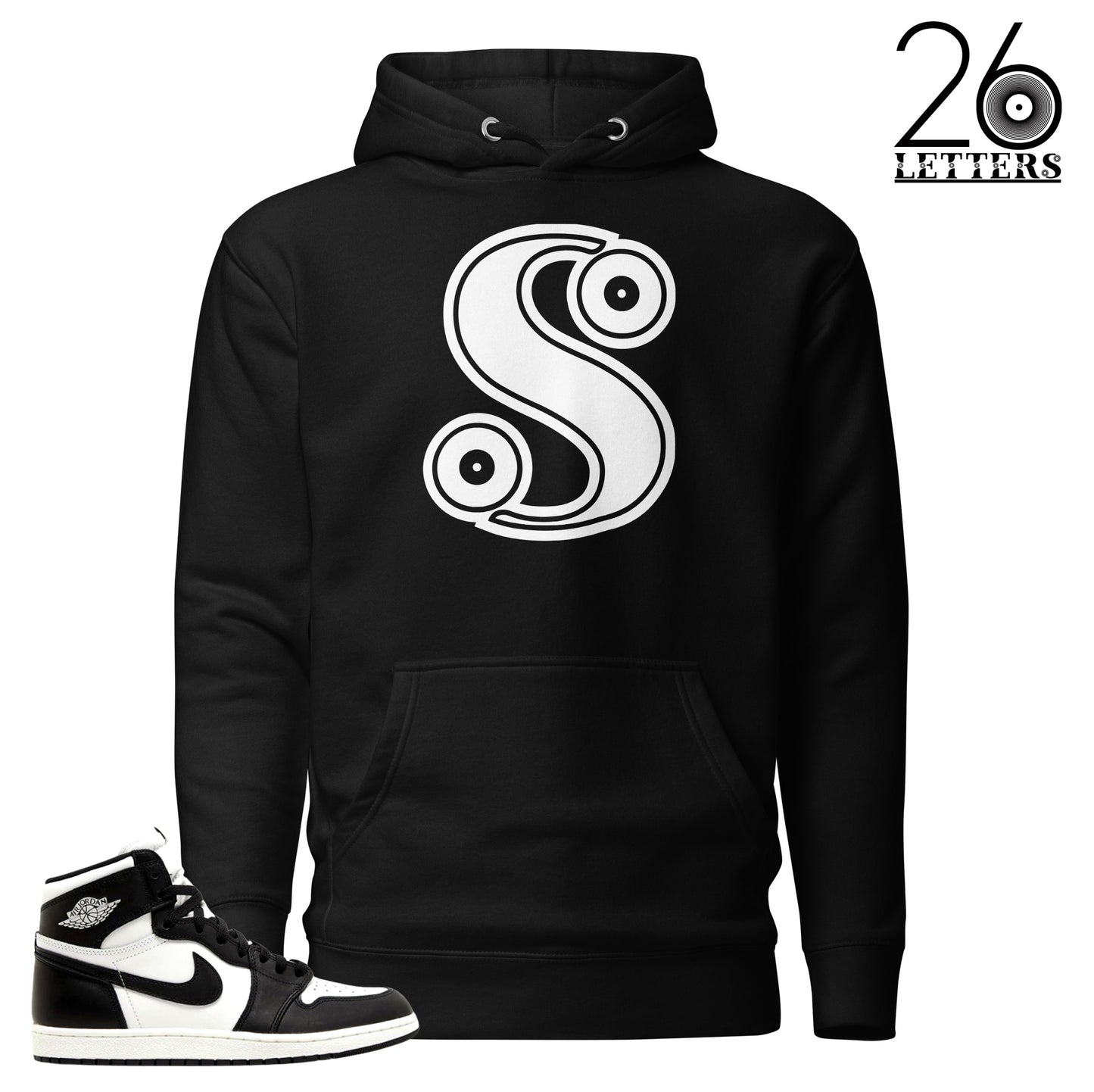 Black and White Letter S Hoodie