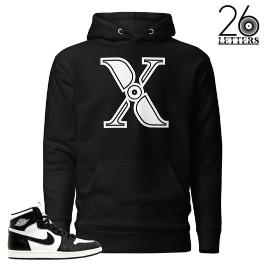 Black and White Letter X Hoodie