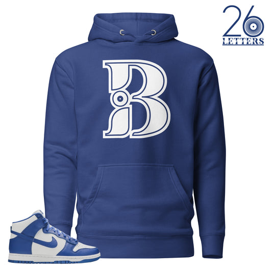 Royal Blue and White Letter B Hoodie