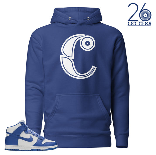 Royal Blue and White Letter C Hoodie