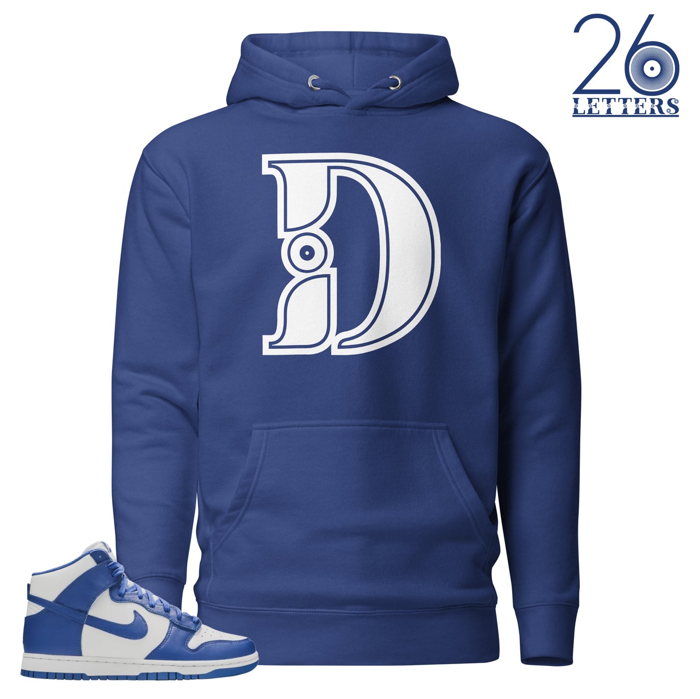 Royal Blue and White Letter D Hoodie