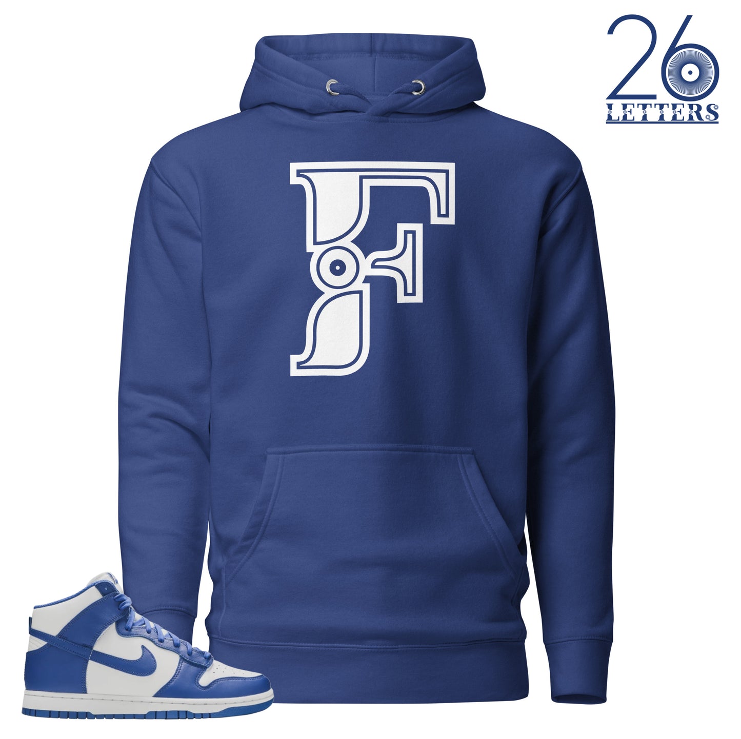 Royal Blue and White Letter F Hoodie