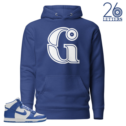 Royal Blue and White Letter F Hoodie