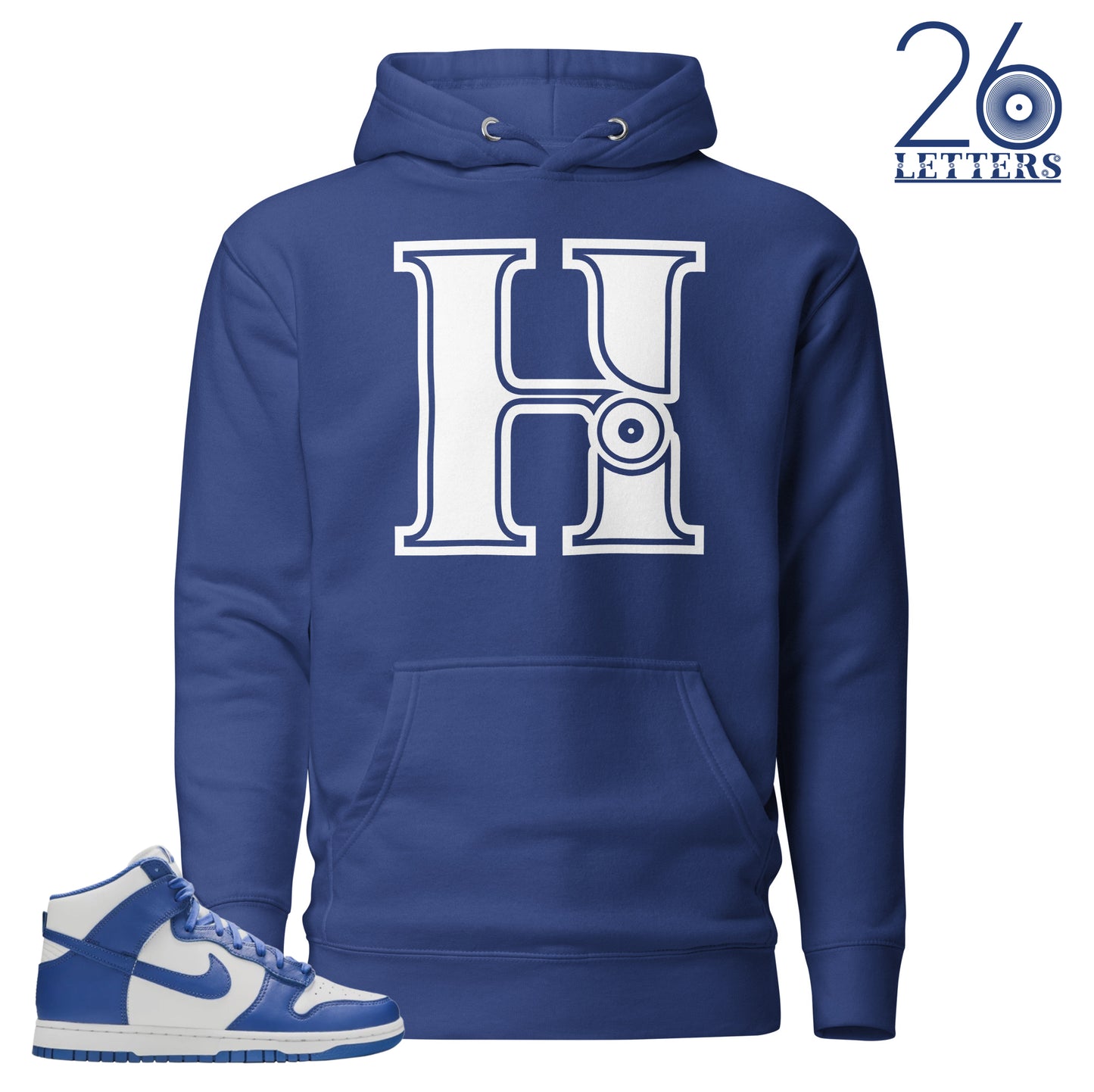 Royal Blue and White Letter H Hoodie