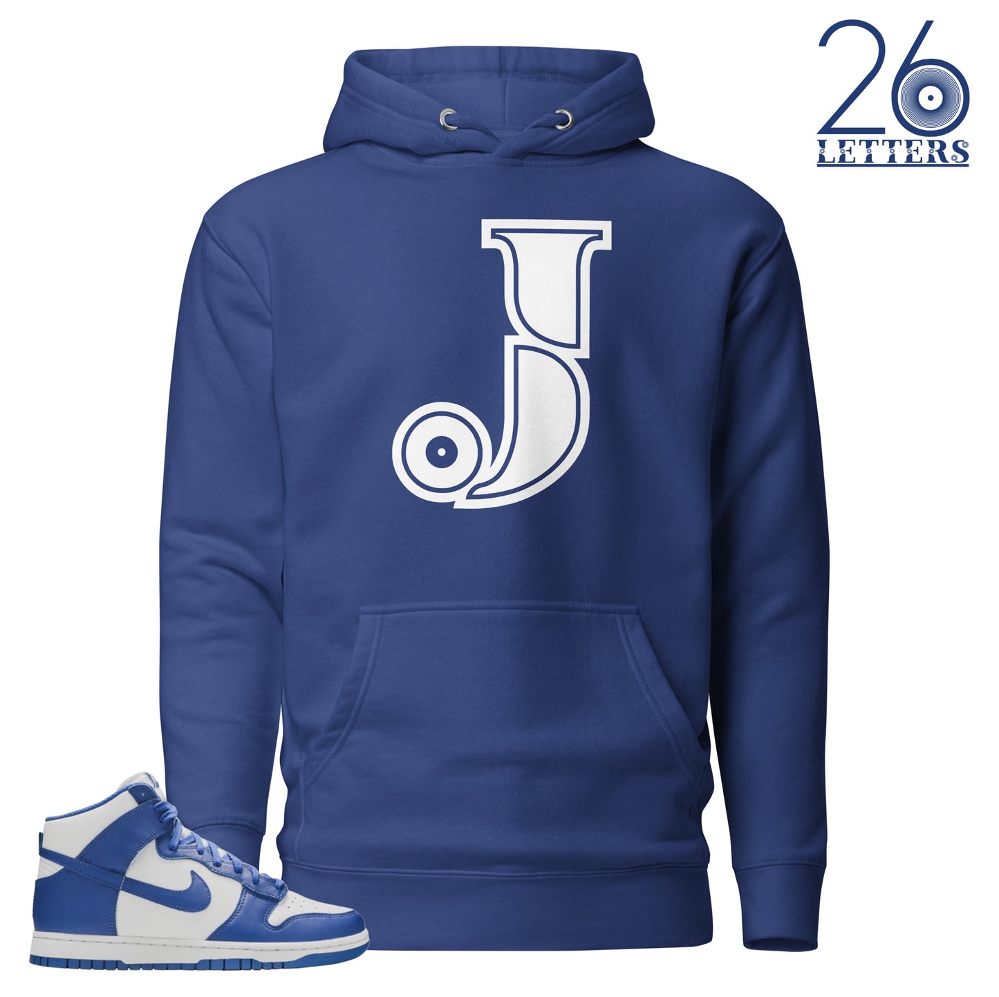 Royal Blue and White Letter J Hoodie