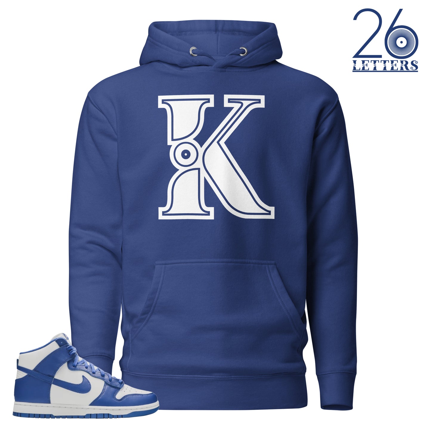 Royal Blue and White Letter K Hoodie