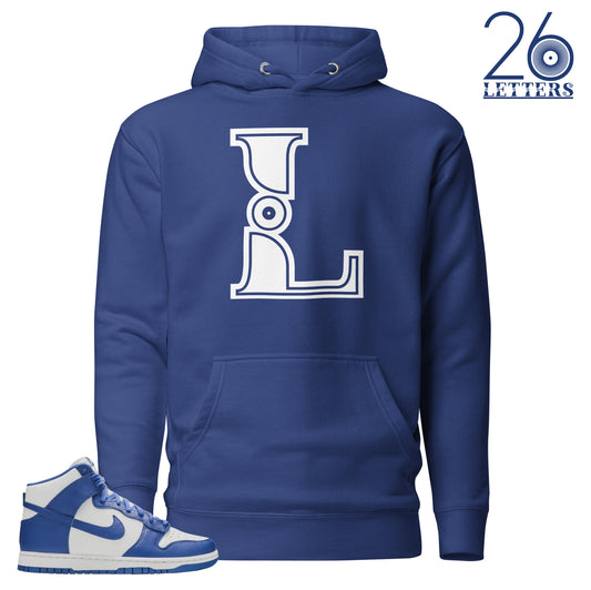 Royal Blue and White Letter L Hoodie