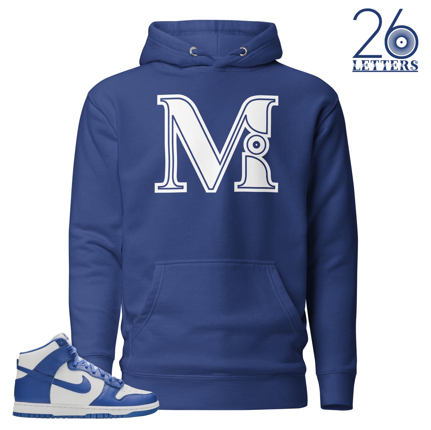 Royal Blue and White Letter M Hoodie