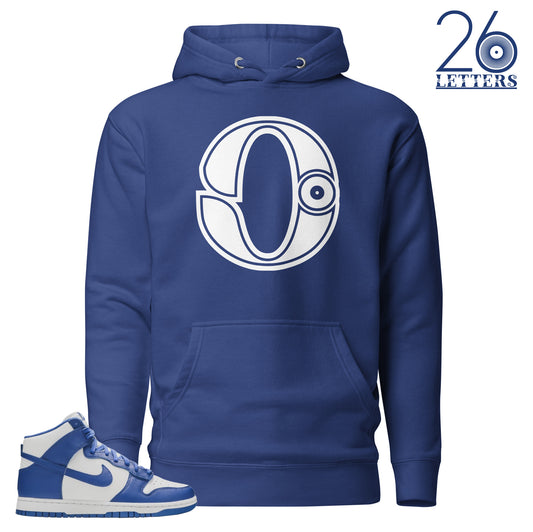 Royal Blue and White Letter O Hoodie