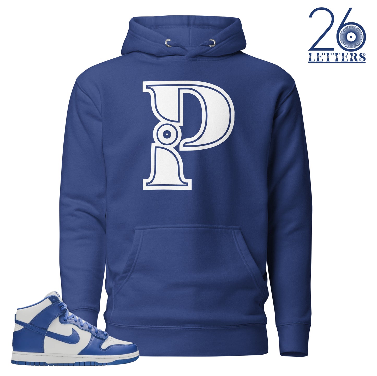 Royal Blue and White Letter P Hoodie