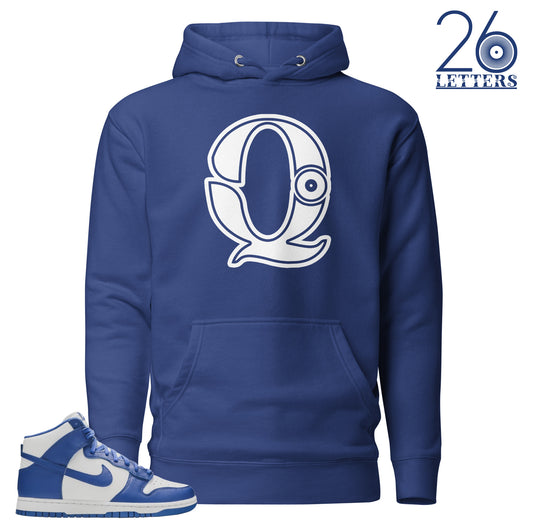 Royal Blue and White Letter Q Hoodie