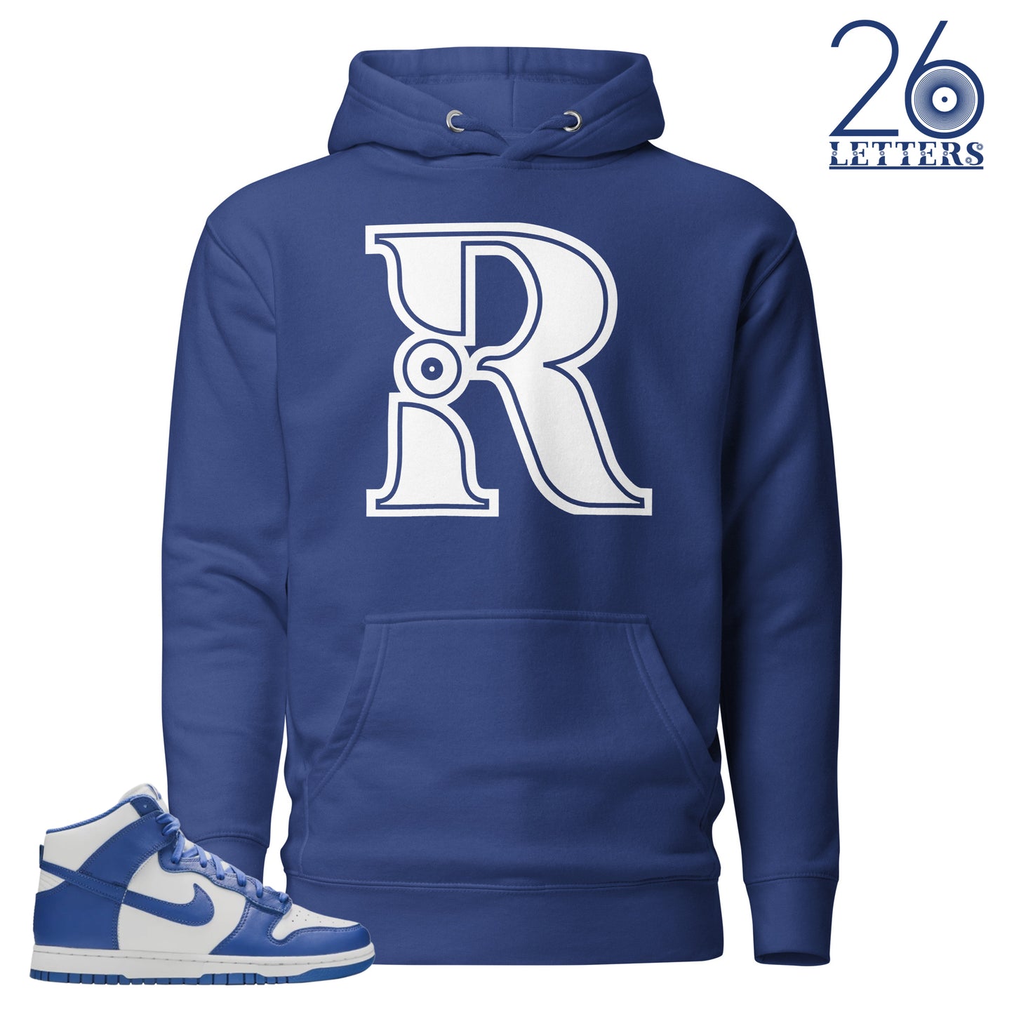 Royal Blue and White Letter R Hoodie