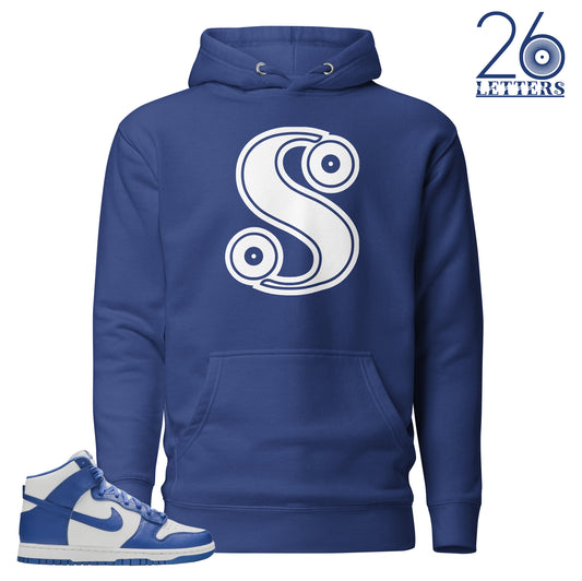 Royal Blue and White Letter S Hoodie