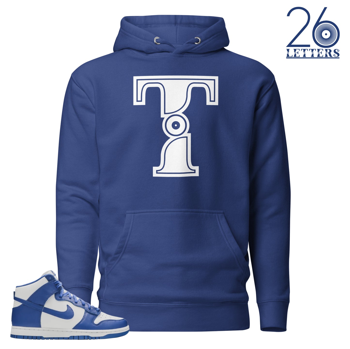 Royal Blue and White Letter T Hoodie