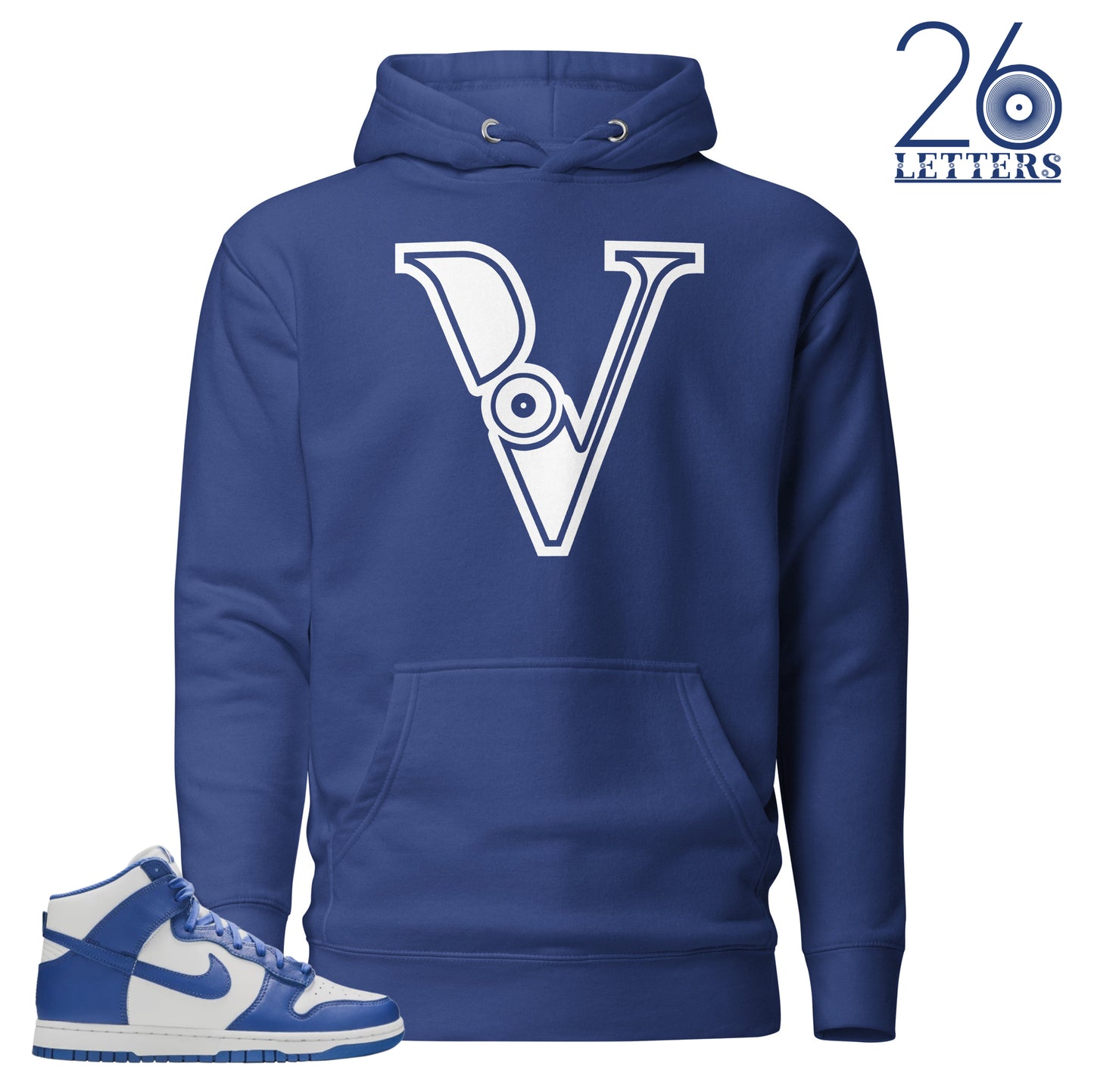 Royal Blue and White Letter V Hoodie