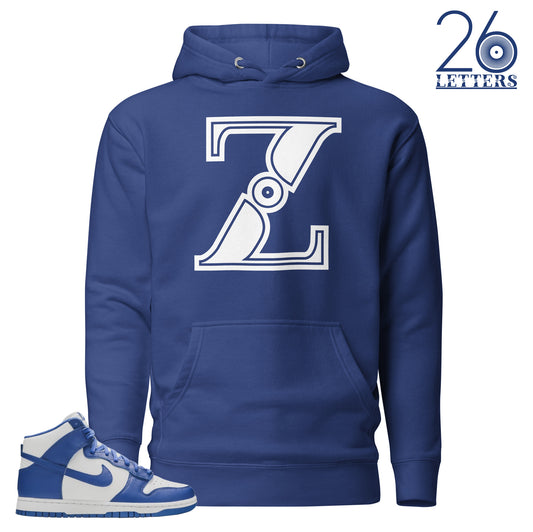 Royal Blue and White Letter Z Hoodie