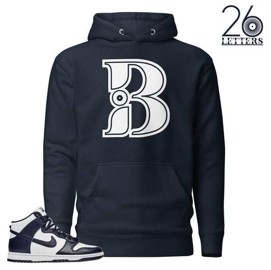 Navy and White Letter B Hoodie