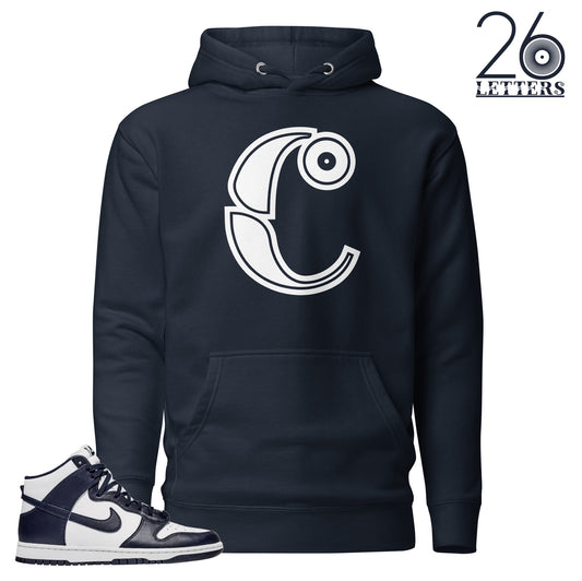 Navy and White Letter C Hoodie