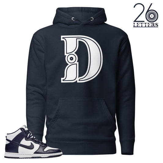 Navy and White Letter D Hoodie