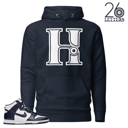 Navy and White Letter R Hoodie