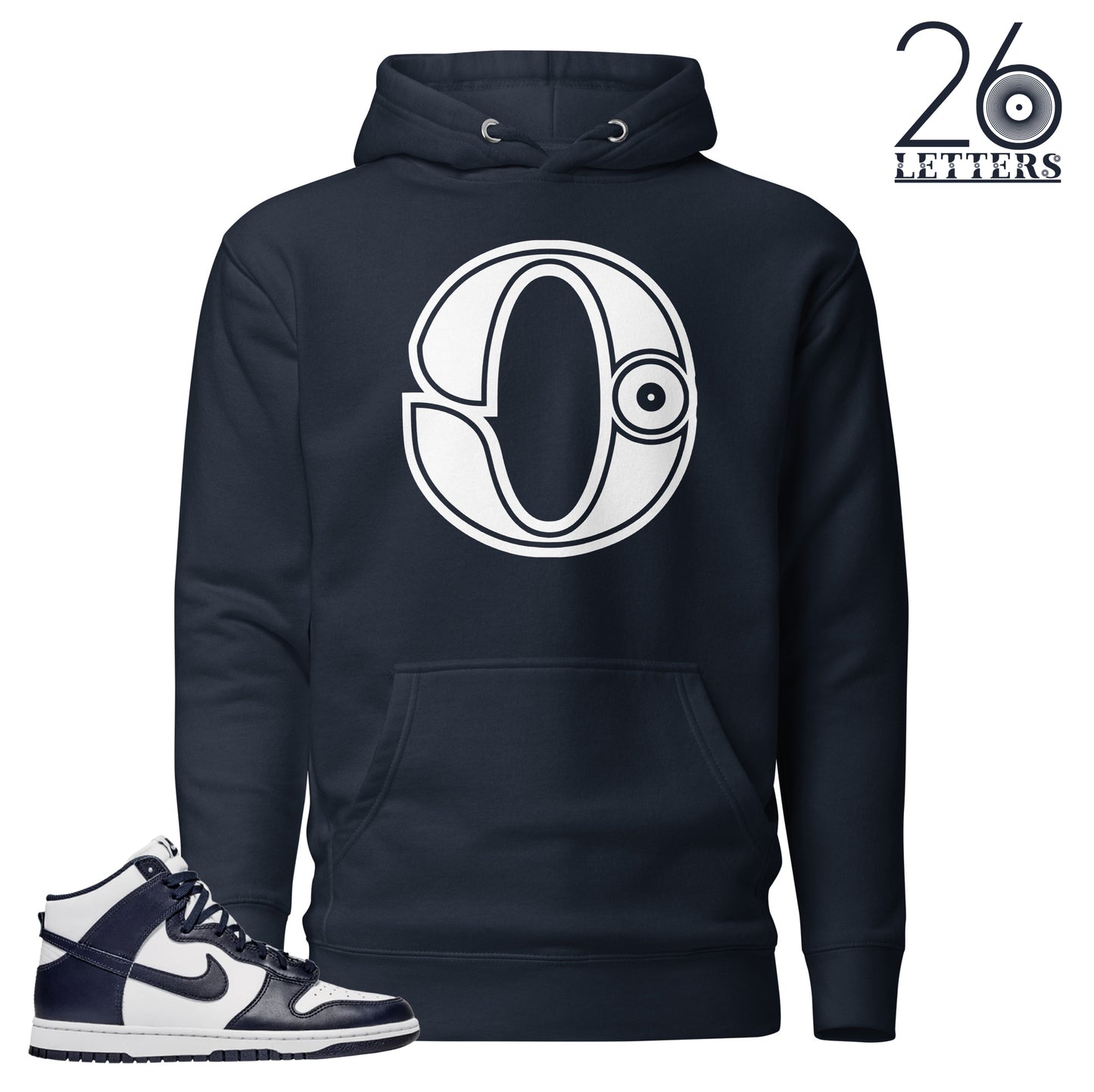 Navy and White Letter O Hoodie