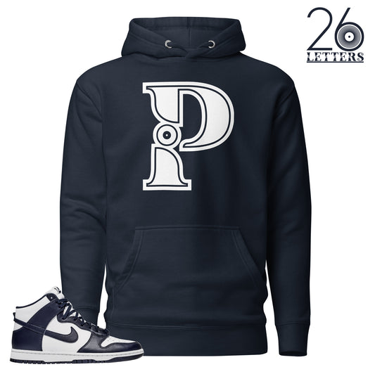 Navy and White Letter P Hoodie