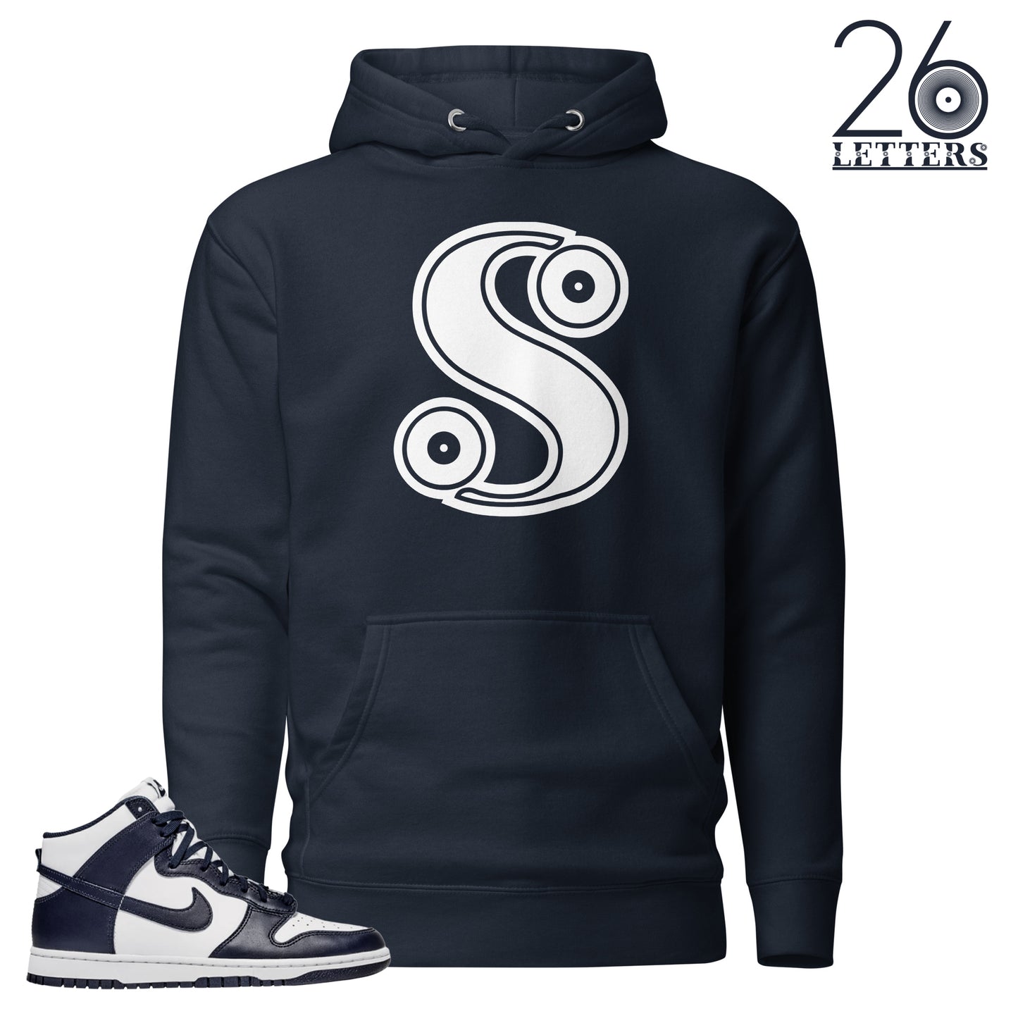 Navy and White Letter S Hoodie