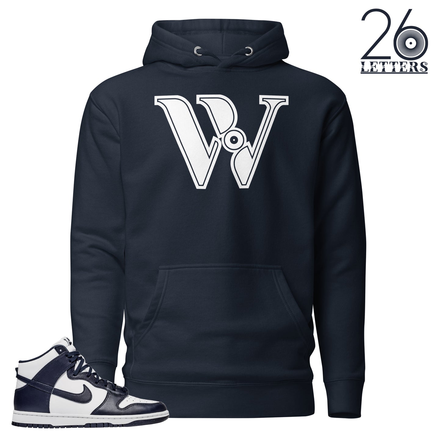 Navy and White Letter W Hoodie