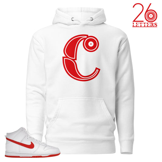 Red and White Letter C Hoodie