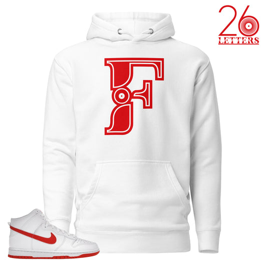 Red and White Letter F Hoodie