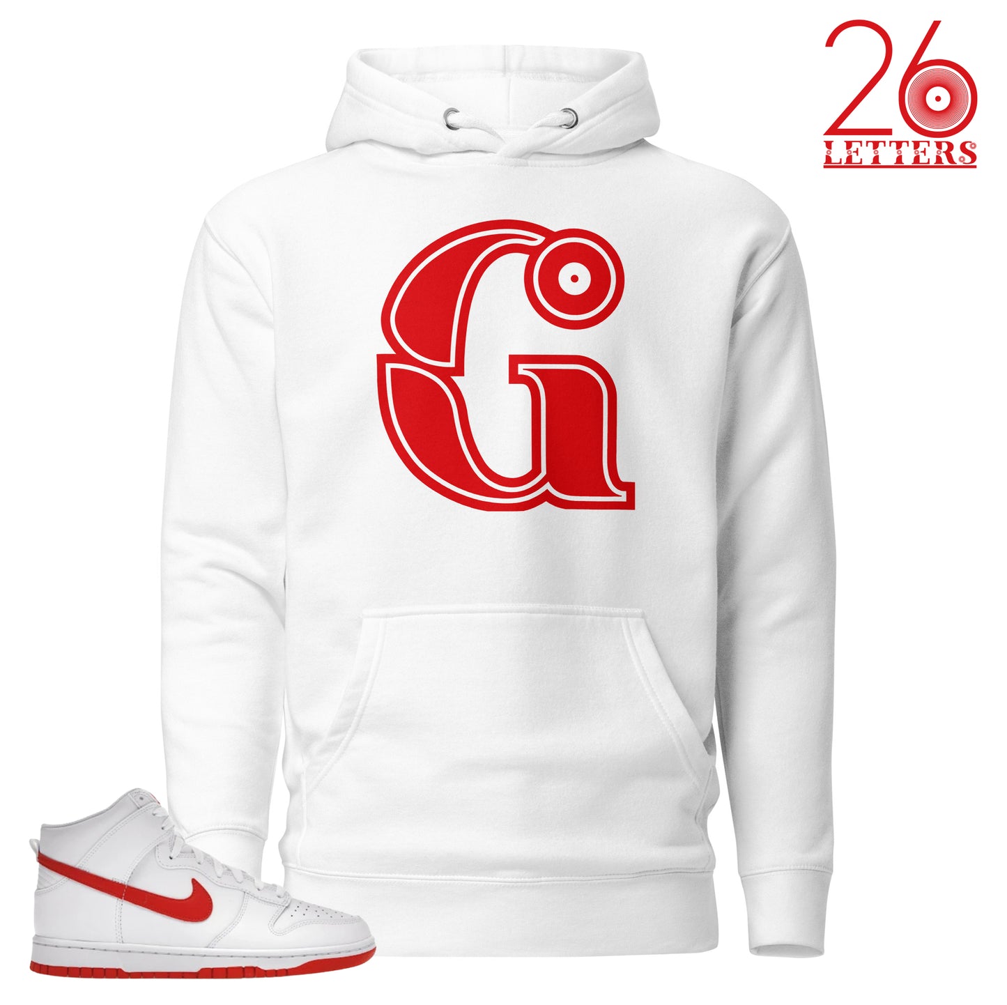 Red and White Letter G Hoodie