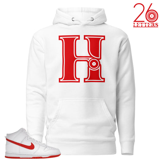 Red and White Letter H Hoodie