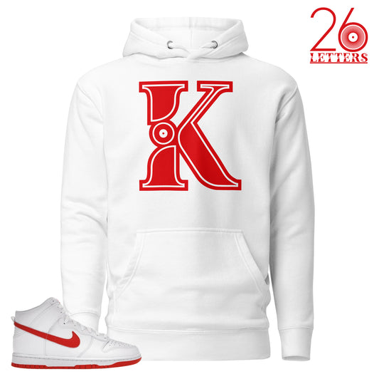 Red and White Letter K Hoodie