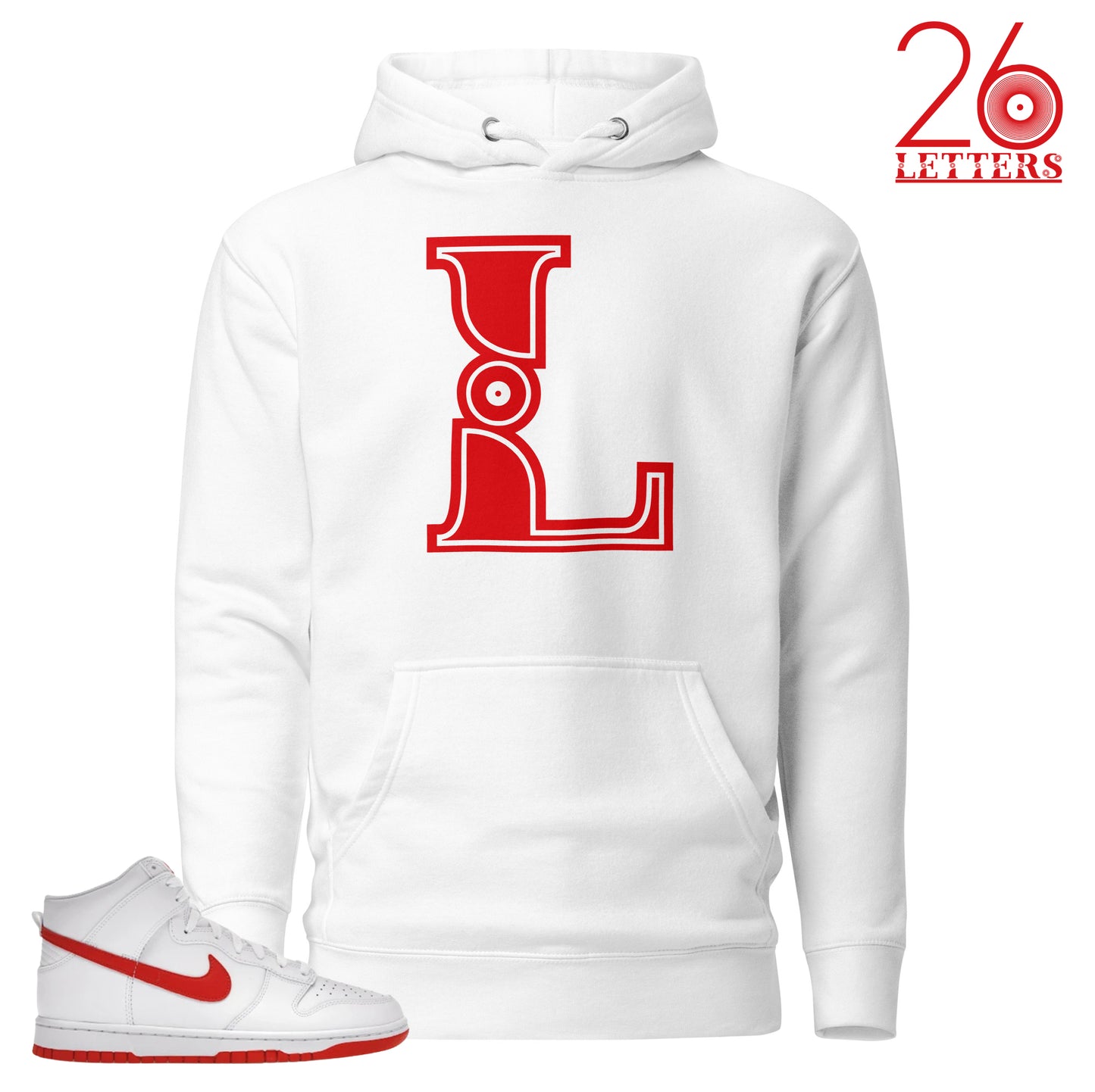 Red and White Letter L Hoodie