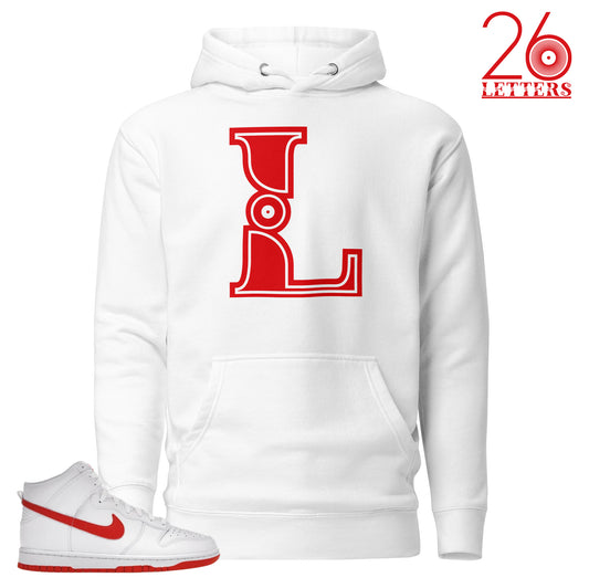 Red and White Letter L Hoodie