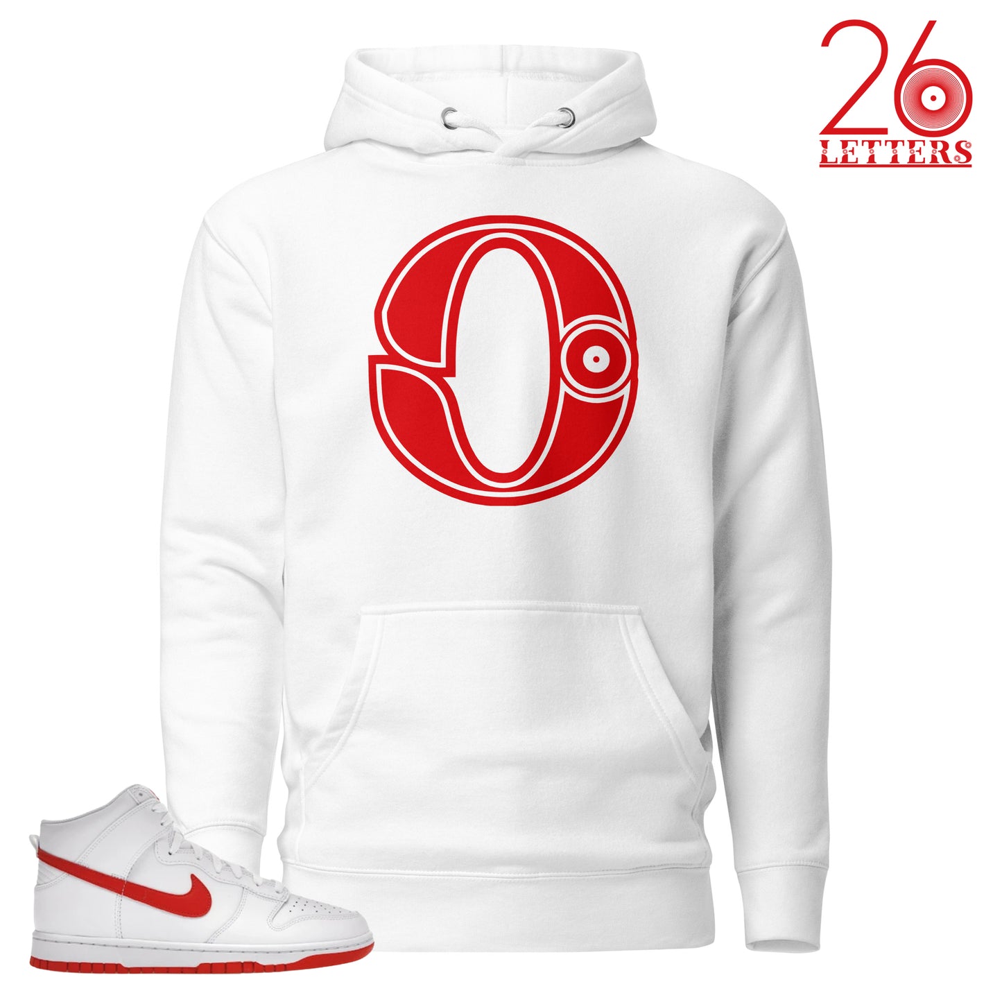 Red and White Letter O Hoodie