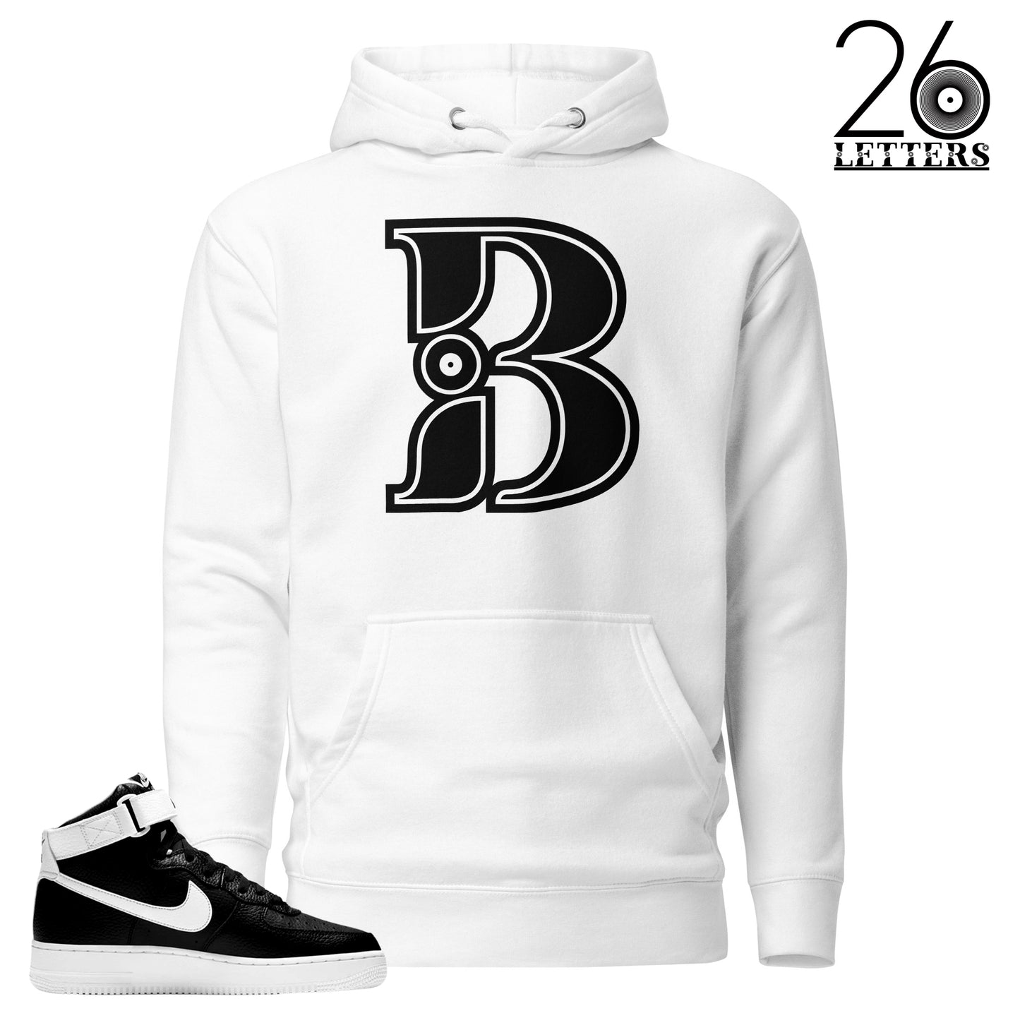 Black and White Letter B T-Hoodie