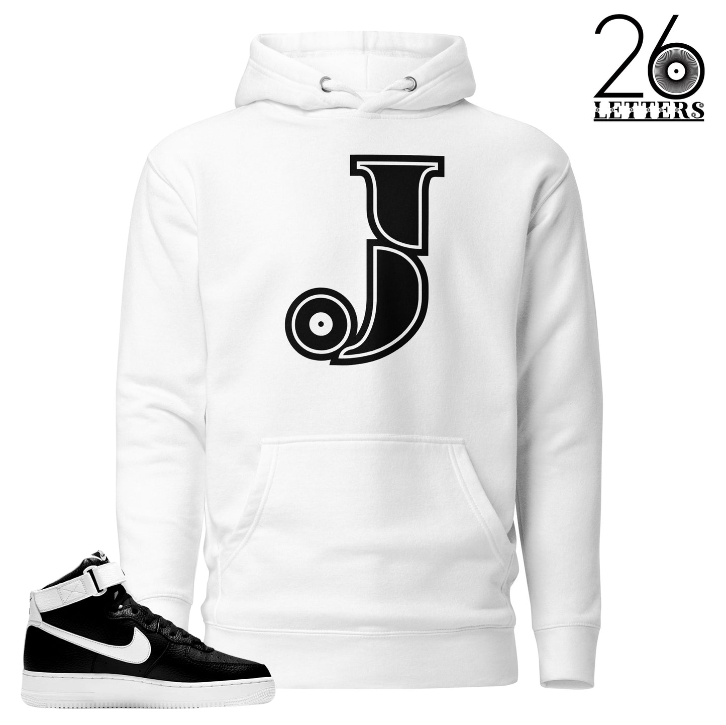 Black and White Letter J T-Hoodie