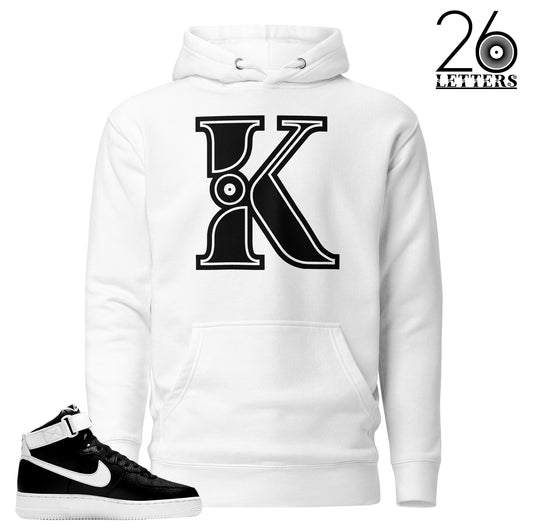 Black and White Letter K Hoodie