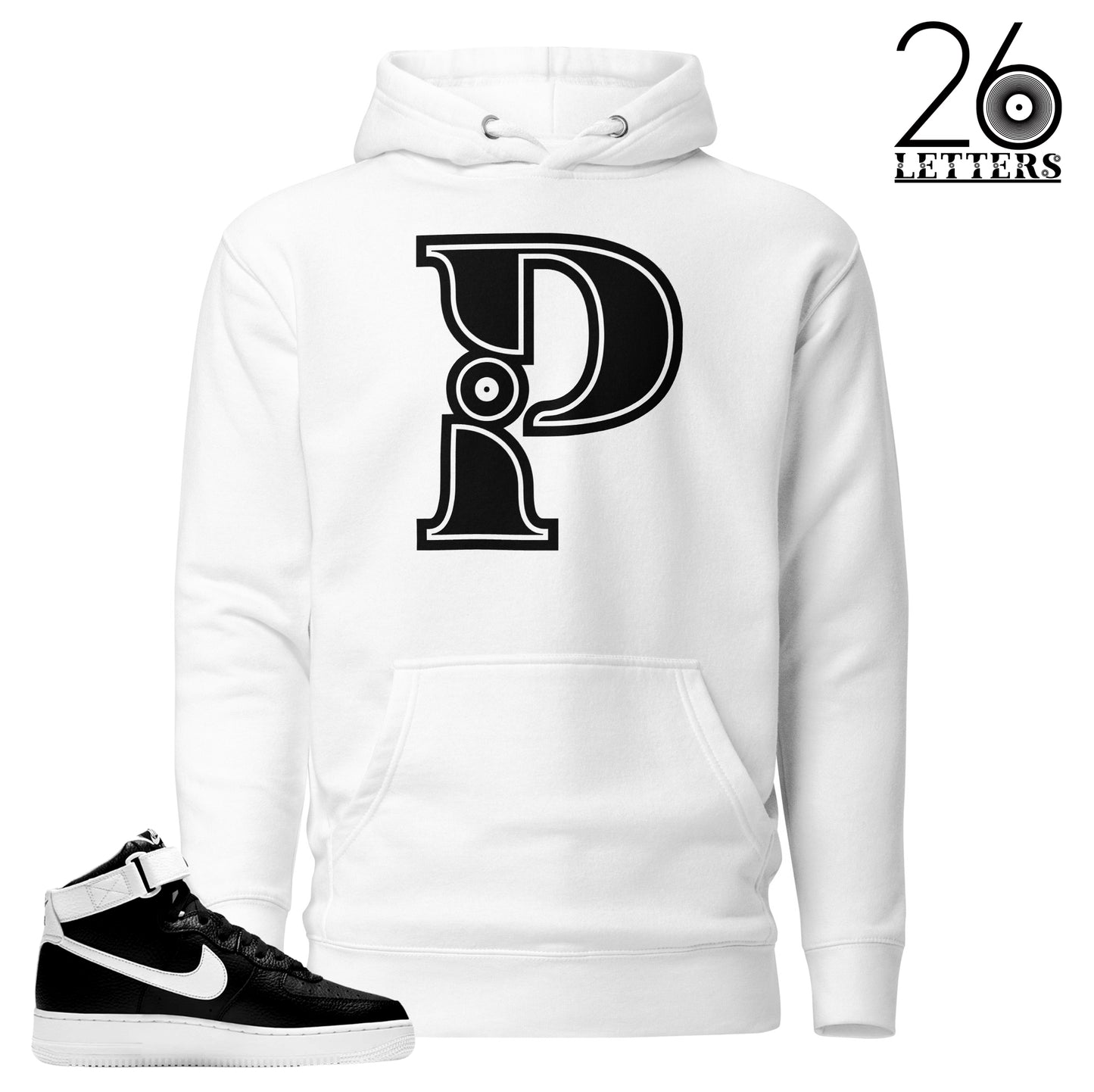 Black and White Letter P Hoodies