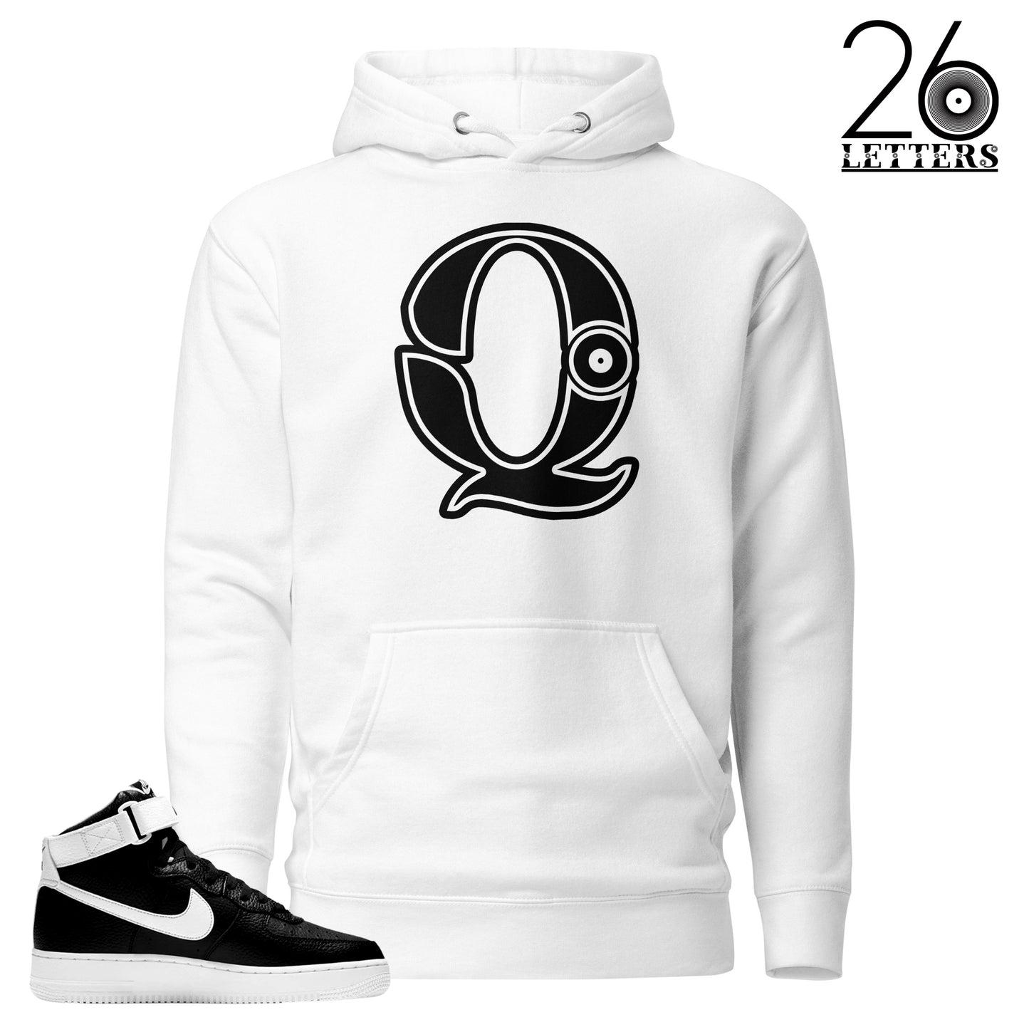 Black and White Letter Q Hoodies