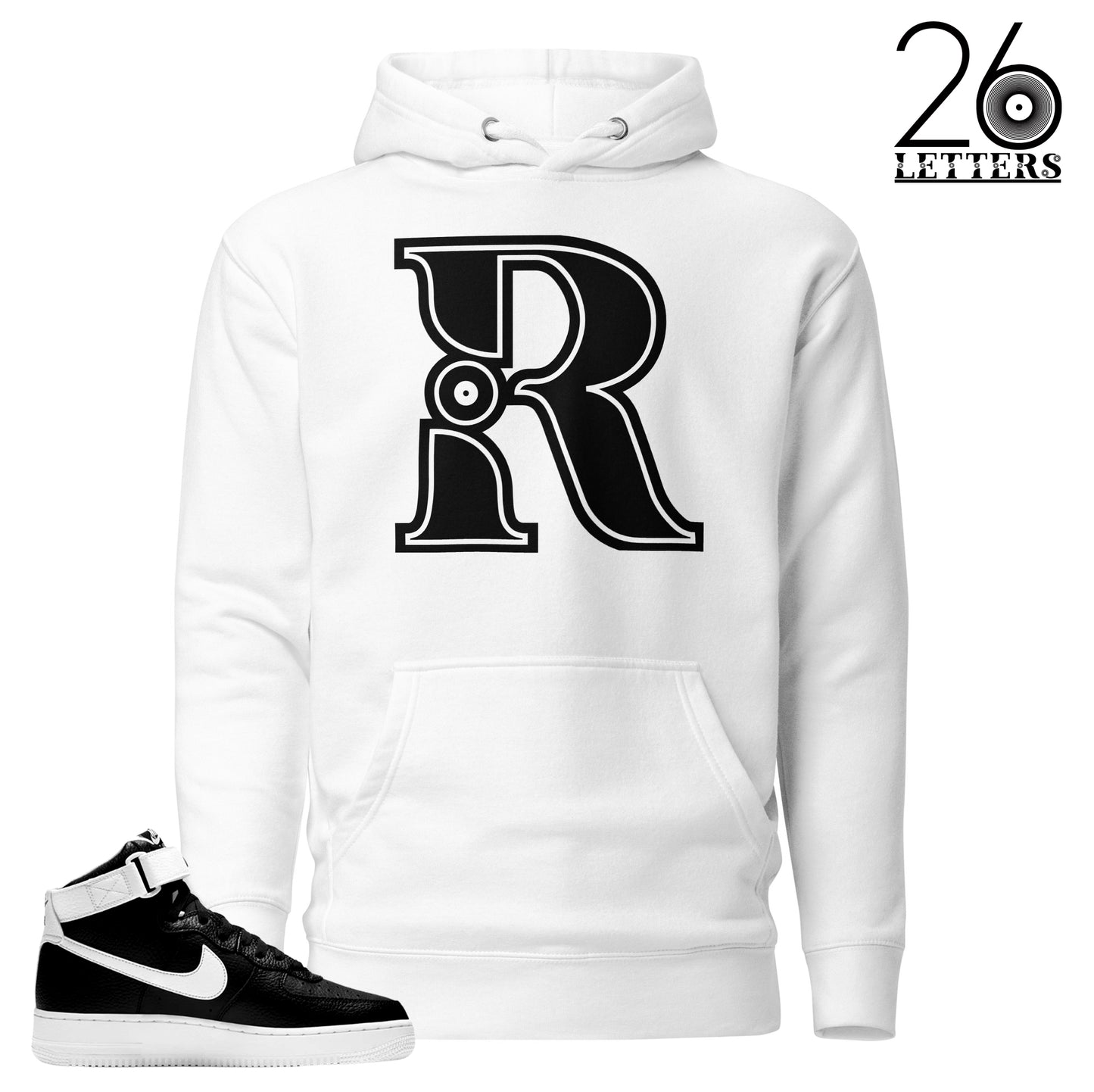 Black and White Letter O Hoodies